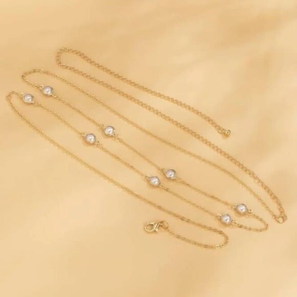 Gold Chain Pearl Waist Body Jewelry Accessory - Picture 3 of 6